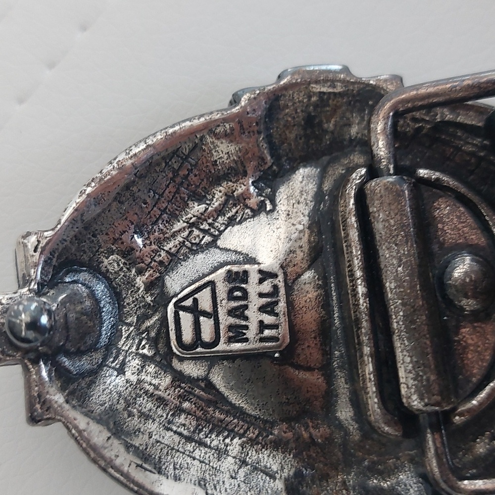 BRAVE, Black Leather Belt with Stones Buckle - Picture 3 of 6